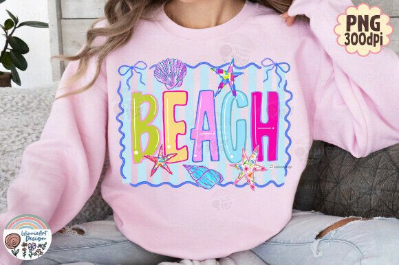 Girly Beach Neon Summer Vibes Stripes Graphics