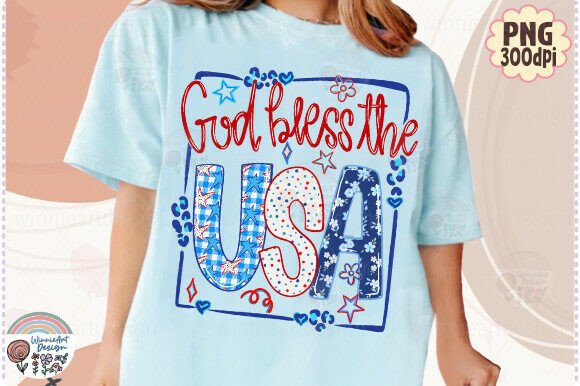 God Bless the USA Preppy 4th of July PNG Graphics