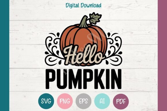 Hello Pumpkin Fall Graphics for T-Shirt Designs