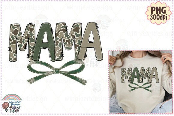 Mama Camo Preppy Coquette Bow PNG Graphics