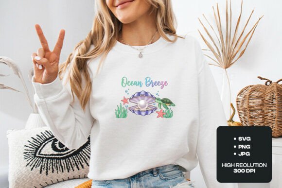 Ocean Breeze Sea Turtle Pearl SVG: Graphics for T-Shirt Designs