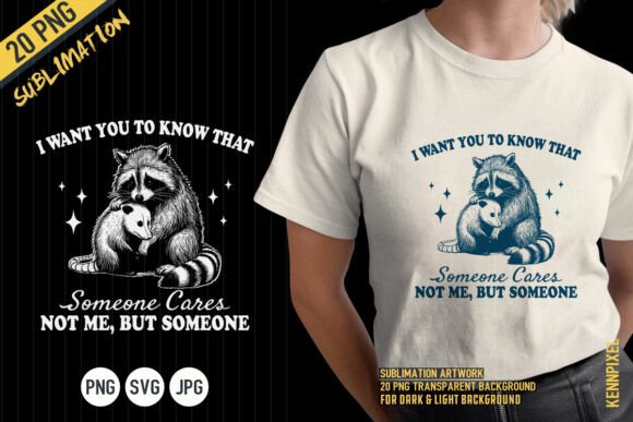 Raccoon Care and Hug Possum Shirt SVG in Real Embroidery Projects