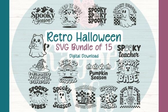 Retro Halloween SVG Bundle of 15 Designs