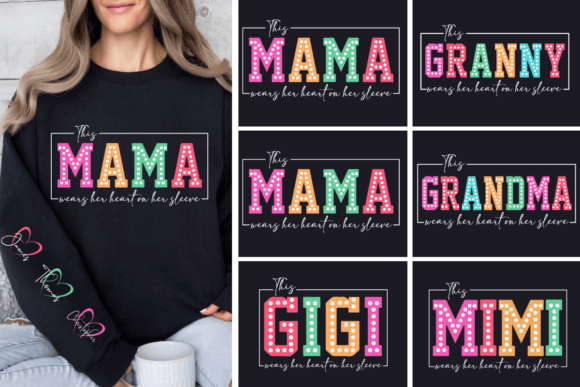 This Mama Grandma Nana Wears Her Heart T-Shirt Graphics