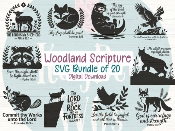 Woodland Animal Scripture SVG: Graphics & T-Shirt Designs